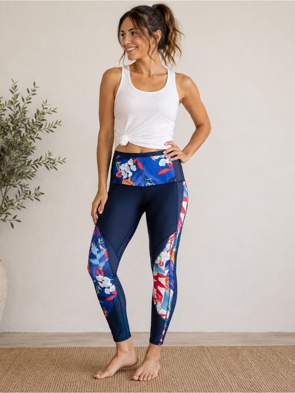 Athleta Floral Mesh 7/8 Leggings – Size Medium